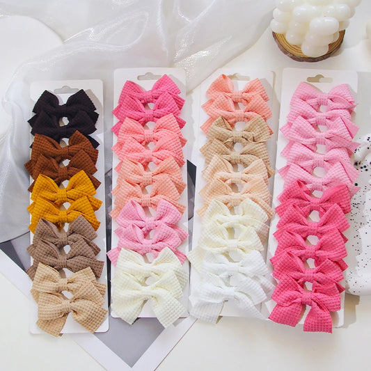6/10Pcs/Set 2025 Fashion New Cute Ribbon Bowknot Hair Clips for Kids Handmade Baby Girls Hair Accessories