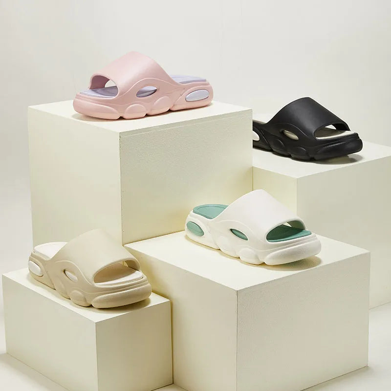 Comwarm New Men Summer Slippers Thick Sole House Non-slip Bathroom Shower Slides Outdoor Soft Cloud Fashion Beach Shoe Flip-flop