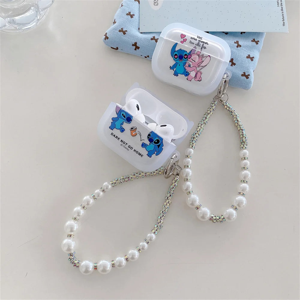 Pearl Bracelet Stitch Earphone Case For iPhone for Apple AirPods 4 1 2 3 Pro 2 2021 Wireless Bluetooth Protector Headset Cover