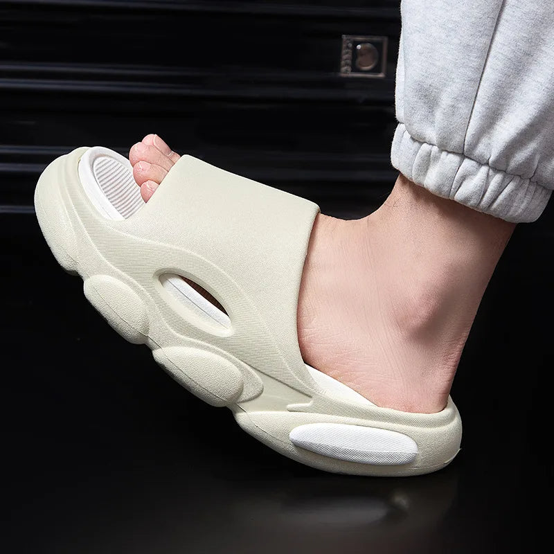 Comwarm New Men Summer Slippers Thick Sole House Non-slip Bathroom Shower Slides Outdoor Soft Cloud Fashion Beach Shoe Flip-flop