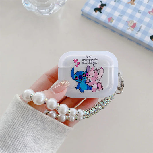Pearl Bracelet Stitch Earphone Case For iPhone for Apple AirPods 4 1 2 3 Pro 2 2021 Wireless Bluetooth Protector Headset Cover