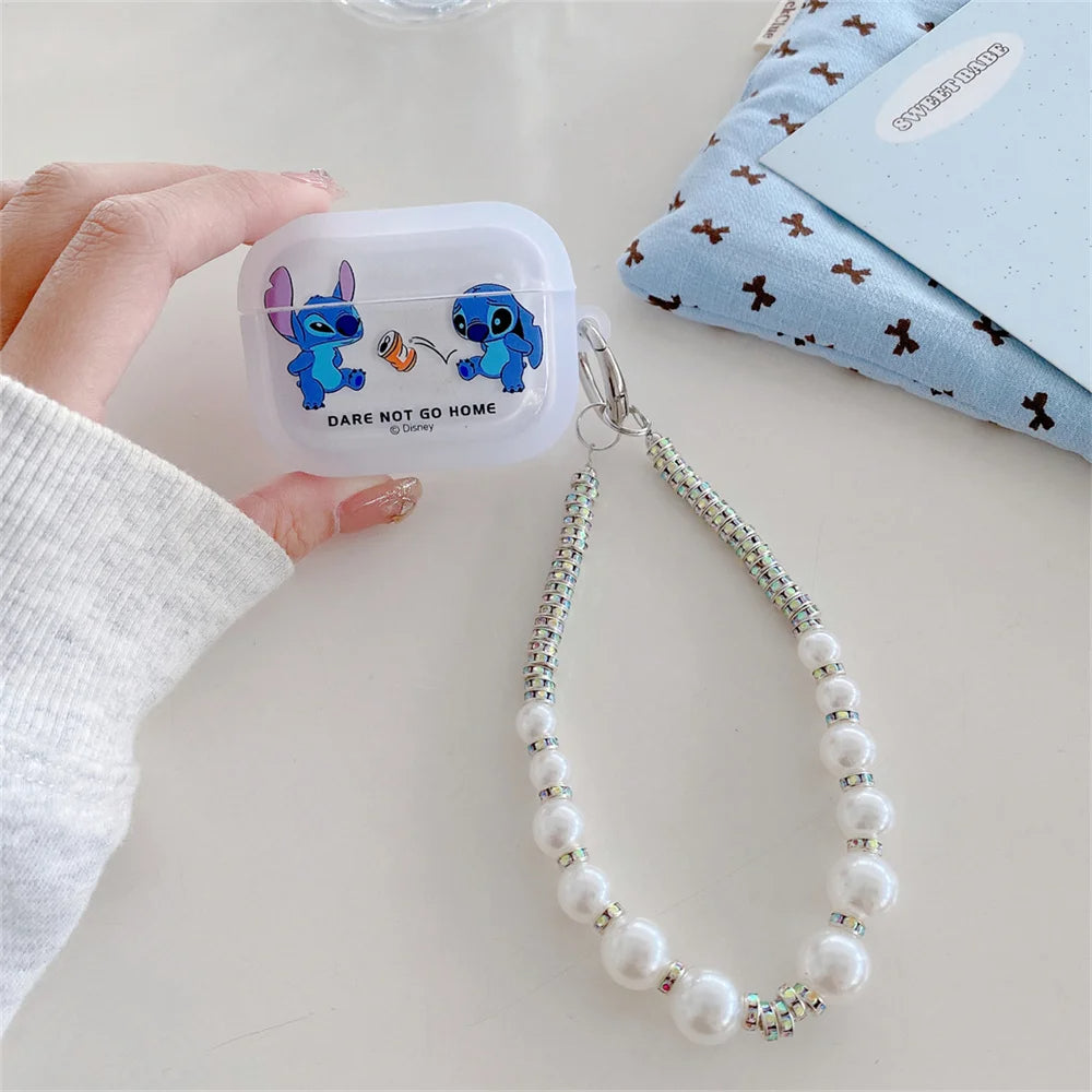 Pearl Bracelet Stitch Earphone Case For iPhone for Apple AirPods 4 1 2 3 Pro 2 2021 Wireless Bluetooth Protector Headset Cover