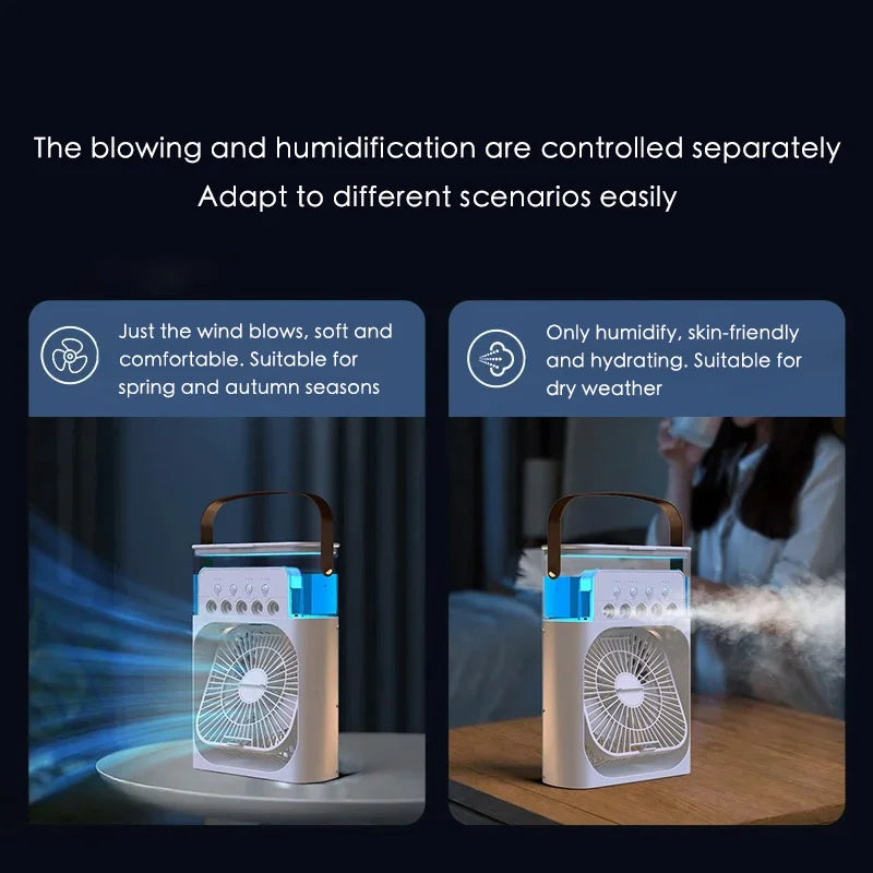 Air Conditioner Portable 3 in 1 Fan Mini Cooler Home House LED Humidifier For Bedroom Small Living Room Water Summer Fans Desk