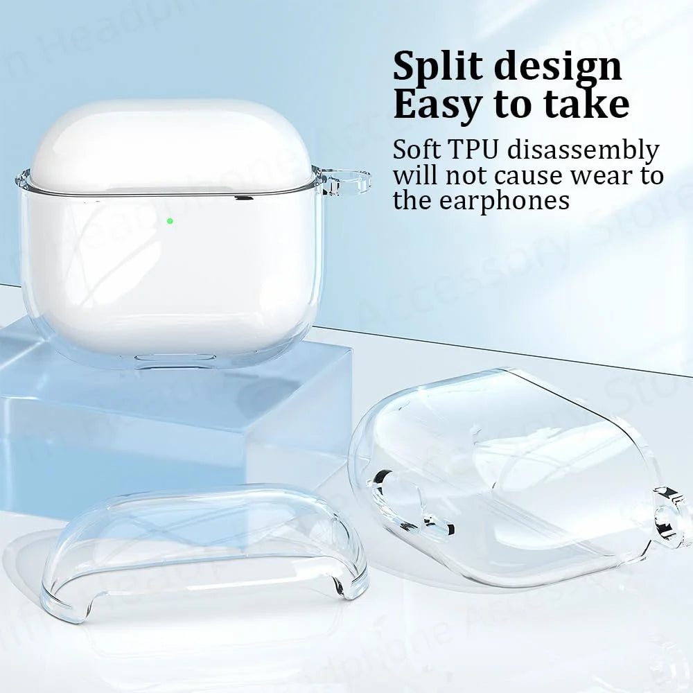 [4 in 1] Case For AirPods 4 with Active Noise Cancellation/2024 New AirPods 4 Case with Keychain & Lanyard Soft TPU Clear Case ﻿