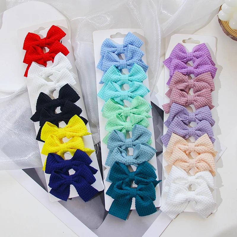 6/10Pcs/Set 2025 Fashion New Cute Ribbon Bowknot Hair Clips for Kids Handmade Baby Girls Hair Accessories