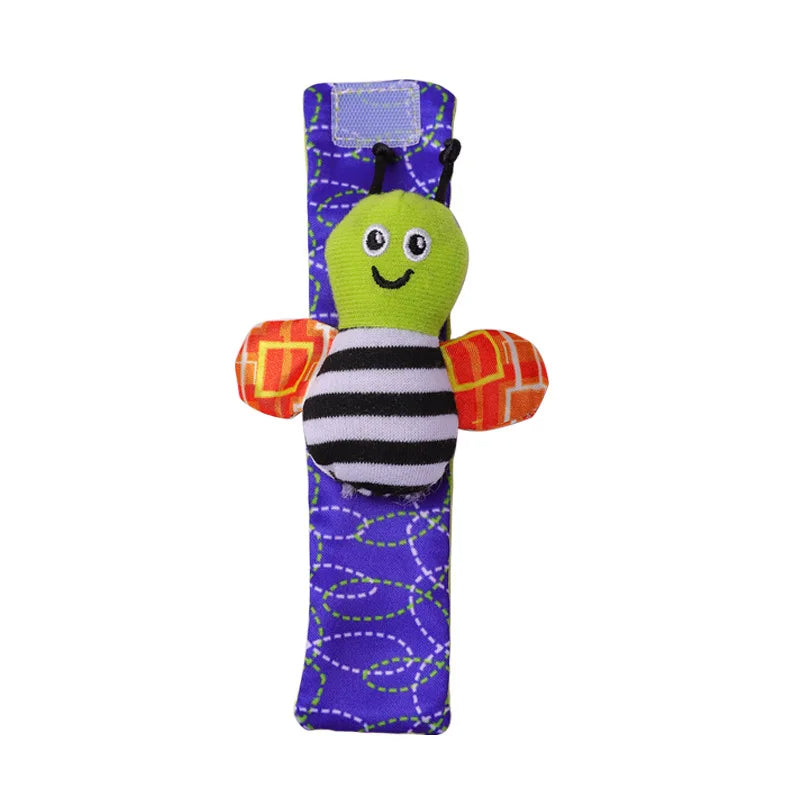 4Pcs Baby Toy 0-12 Months Baby Rattles Toys Animal Socks Wrist Strap + Rattle Baby Foot Socks Bug Wrist Strap Baby Socks New