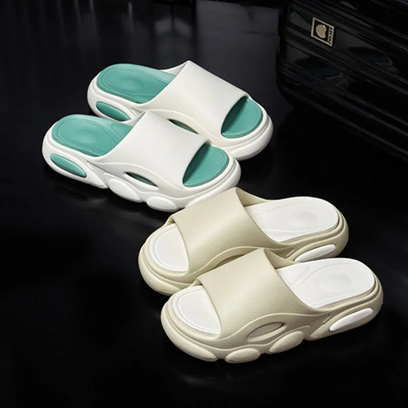 Comwarm New Men Summer Slippers Thick Sole House Non-slip Bathroom Shower Slides Outdoor Soft Cloud Fashion Beach Shoe Flip-flop