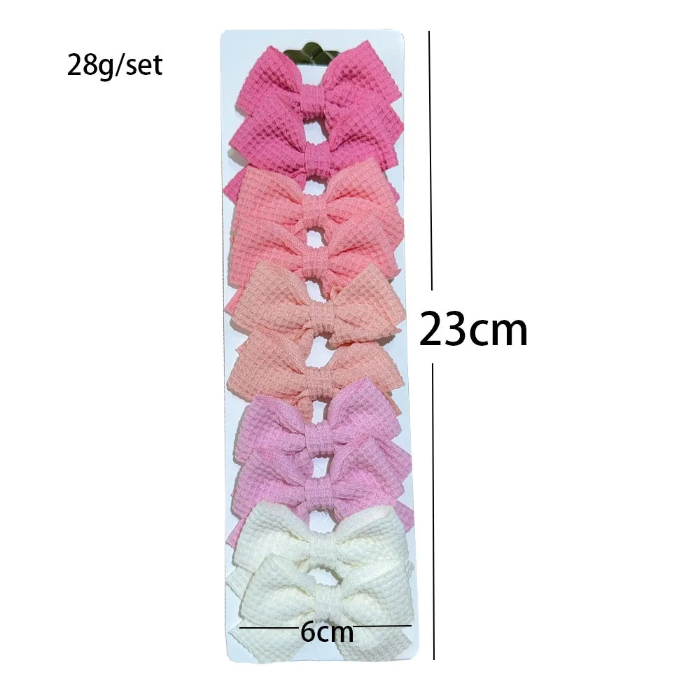 6/10Pcs/Set 2025 Fashion New Cute Ribbon Bowknot Hair Clips for Kids Handmade Baby Girls Hair Accessories